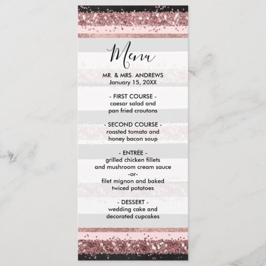 Menu Fille Rose or rose noir Parties scintillant rayure (Devant)