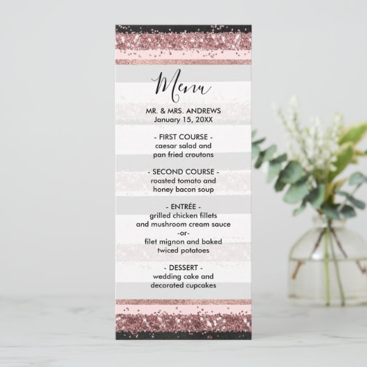 Menu Fille Rose or rose noir Parties scintillant rayure (Debout devant)