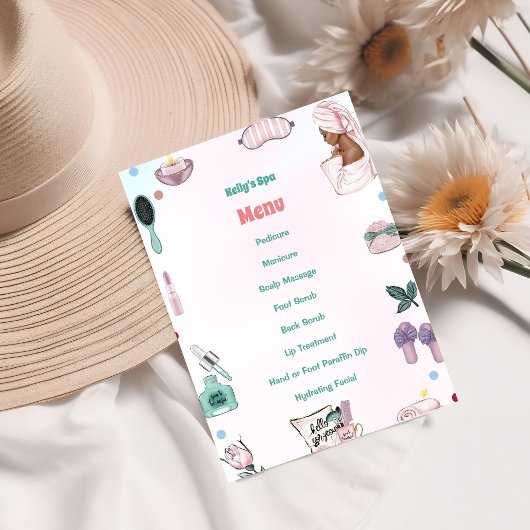 Menu Fille Spa Anniversaire