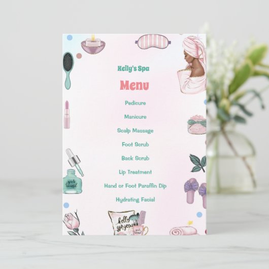 Menu Fille Spa Anniversaire (Debout devant)