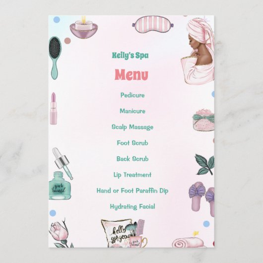 Menu Fille Spa Anniversaire (Devant)