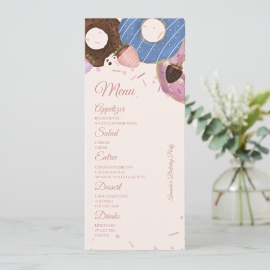 Menu Filles Sweet Donut Pastel Anniversaire (Debout devant)