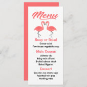 Menu Flamant rose rose tropical Mariage de menu, Party  (Devant / Derrière)