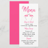 Menu Flamant rose rose tropicale Fête des mariées Maria (Devant / Derrière)