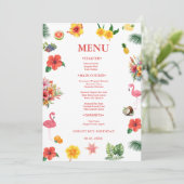 Menu Flamingle Luau Floral Tropical Summer Anniversaire (Debout devant)