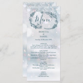 Menu Flammes de neige florales rustiques Mariage hivern (Devant / Derrière)