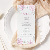 Menu Flèches de neige en argent rose élégant Baby showe