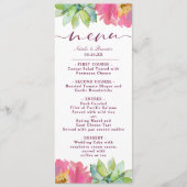 Menu Fleur Chic Mint & Blush Pink Floral Dîner (Devant)