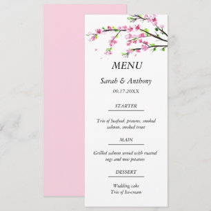 Menu Fleur de cerisier rose Botanique Floral Mariage
