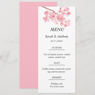 Menu Fleur de cerisier rose pâle Mariage Floral
