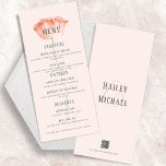 Menu Fleur de corail minimaliste deux arbres<br><div class="desc">Ces menus mariage de 4" x 9" simples sont composés d'un seul pavot à l'aquarelle de corail. Le menu comprend des espaces réservés pour deux entrées,  deux entrées et deux desserts. Ajoutez les noms du couple avec votre site mariage pour créer votre propre code QR au dos.</div>