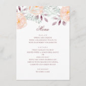Menu Fleur de pêche aquarelle. Mariage botanique. Flora (Devant)