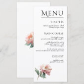 Menu Fleur de Pivoine Rose Blush Élégant Mariage Dîner (Devant / Derrière)