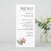Menu Fleur de Pivoine Rose Blush Élégant Mariage Dîner (Debout devant)