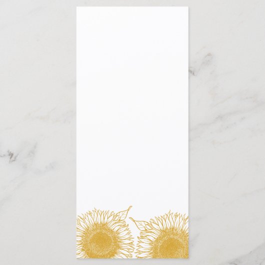 Menu Fleur de soleil jaune Floral été Mariage de automn (Dos)