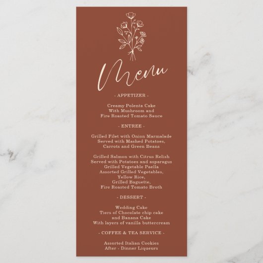 Menu Fleur de terre cuite Bohème Simple Botanique (Devant)