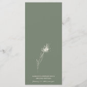 Menu Fleur de Vert Sauge Bohème Pissenlit (Dos)