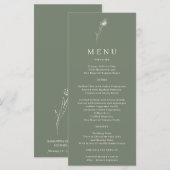 Menu Fleur de Vert Sauge Bohème Pissenlit (Devant / Derrière)