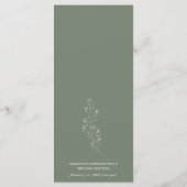 Menu Fleur de Vert Sauge Bohème Simple Botanique (Dos)