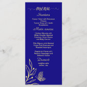 Menu Fleur d'or simple bleu mariage (Devant)