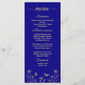 Menu Fleur d'or simple bleu mariage (Devant)