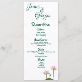 Menu Fleur Lotus rose Mariage personnalisé (Devant)