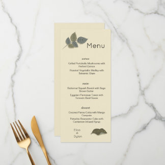 Menu Fleur pourpre simpliste avec Feuilles verts