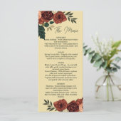 Menu Fleur Romance Beige Chaud , Menu de Mariage (Debout devant)