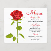 Menu Fleur Rouge Rose Mariage Réception de mariage (Devant)