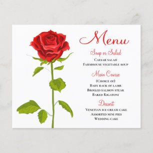 Menu Fleur Rouge Rose Mariage Réception de mariage