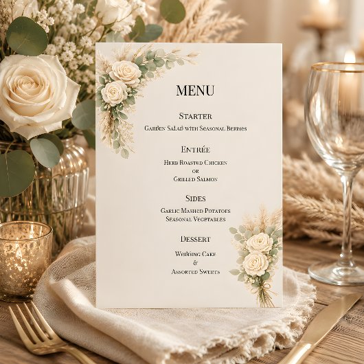 Menu Fleur Rustique de Luxe avec Herbe de Pampas
