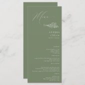 Menu Fleur sauvage Boho Chic Mariage (Devant / Derrière)