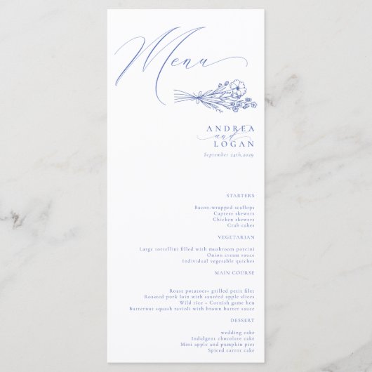 Menu Fleur sauvage Boho Chic Mariage (Devant)