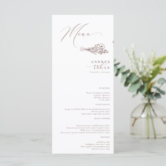 Menu Fleur sauvage Boho Chic Mariage (Debout devant)