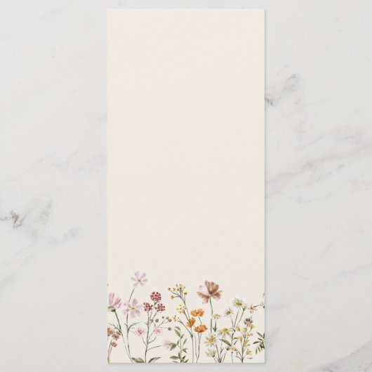 Menu Fleur sauvage Boho Elegant Mariage Réception (Dos)