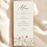 Menu Fleur sauvage Boho Elegant Mariage Réception<br><div class="desc">Le menu de la réception Fleur sauvage Boho Elegant Wedding propose un design raffiné mais d'inspiration nature, parfait pour les couples à la recherche d'une ambiance romantique et bohème pour leur fête mariage. Avec des illustrations délicates de fleur sauvage dans des tons doux et terreux, ce menu ajoute une touche...</div>