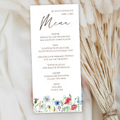 Menu Fleur sauvage Boho Mariage