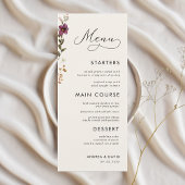 Menu Fleur sauvage Boho Monogramme Mariage trois cours