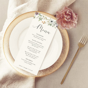 Menu Fleur sauvage botanique Mariage simple et élégan