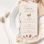 Menu Fleur sauvage coloré simple Mariage floral<br><div class="desc">Simple Fleur sauvage coloré Floral Mariage Menu - Ajoutez une touche d'élégance rustique à votre réception de mariage avec cette carte de menu mariage à fleurs. Décoré d'une bordure de fleurs sauvages colorés d'aquarelle et d'un papillon capricieux, ce design met en valeur vos options de repas personnalisées. Parfait pour les...</div>