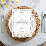 Menu Fleur sauvage d'aquarelle Mariage d'été du printem<br><div class="desc">Motif colorée et sans couture avec fleurs sauvages pastel chic boho romantique en bleu pâle,  rose et jaune. Cette charmante collection est le complément parfait à votre mariage sur le thème du printemps,  de l'été ou du jardin.</div>