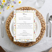 Menu Fleur sauvage d'aquarelle Mariage d'été du printem