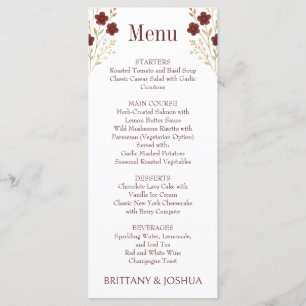 Menu Fleur sauvage d'automne Elegant Boho Mariage