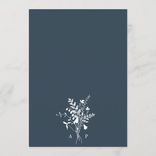 Menu Fleur sauvage de la marine Silhouette Mariage de c (Dos)