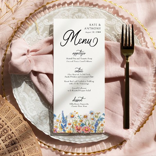 Menu Fleur sauvage de pays trois cours Mariage floral