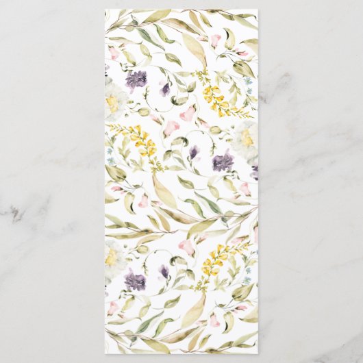 Menu Fleur sauvage de printemps Boho Pampas Mariage (Dos)