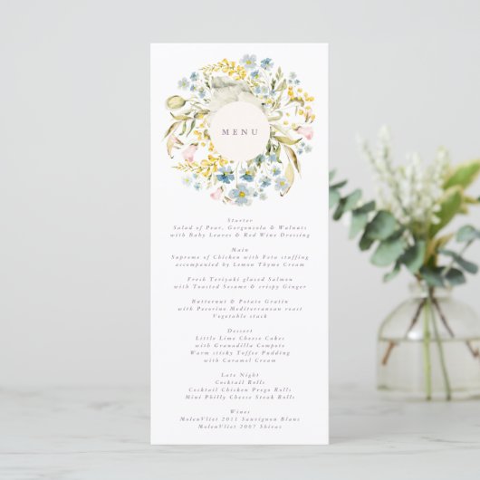 Menu Fleur sauvage de printemps Boho Pampas Mariage (Debout devant)