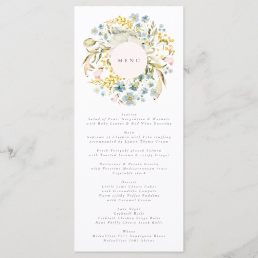 Menu Fleur sauvage de printemps Boho Pampas Mariage (Devant)