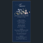 Menu Fleur sauvage de printemps de la marine Meadow Gar<br><div class="desc">Profitez de votre journée spéciale pour découvrir la beauté de la nature grâce à notre délicieux menu de mariage d'aquarelle fleur sauvage. Élégant, unique, et fleurissant d'amour. Utilisez les champs de texte pour personnaliser votre design avec votre propre libellé et détails. Si vous souhaitez modifier le style de police, la...</div>