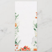 Menu Fleur sauvage d'été mariage à fleurs vert orange (Dos)